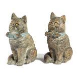 A PAIR OF PAINTED TERRACOTTA MODELS OF CATS PROBABLY AUSTRIAN, LATE 19TH / EARLY 20TH CENTURY each