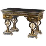 A BLACK JAPANNED WRITING TABLE IN REGENCY STYLE, SECOND HALF 19TH CENTURY decorated in gilt with