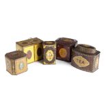 FIVE 'TEA CADDY' BISCUIT TINS EARLY 20TH CENTURY in George III style, including: one by William