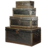 A MATCHED SET OF FOUR GRADUATED ANGLO-CHINESE CAMPHORWOOD TRUNKS 19TH CENTURY each covered in