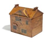 A REGENCY PAINTED SYCAMORE COTTAGE SEWING BOX POSSIBLY TUNBRIDGE WARE, C.1800-15 naively painted