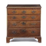 A GEORGE II WALNUT CHEST C.1750-60 the crossbanded top with a moulded edge, above a later lined