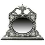 AN ITALIAN OVERMANTEL MIRROR VENETIAN, LATE 19TH / EARLY 20TH CENTURY with a central oval bevelled