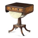 λ A REGENCY ROSEWOOD AND BRASS MARQUETRY WORK TABLE C.1815-20 inlaid with palmettes, the banded