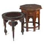 A SMALL ANGLO-INDIAN HARDWOOD AND BRASS OCCASIONAL TABLE POSSIBLY LAHORE OR HOSHIARPUR, LATE