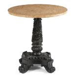 AN ANGLO-INDIAN EBONY AND MARBLE OCCASIONAL TABLE MID-19TH CENTURY AND LATER the circular peach