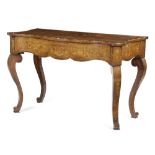 A DUTCH WALNUT AND FLORAL MARQUETRY SIDE TABLE MID-19TH CENTURY the serpentine top with chevron