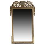 A FRENCH GILTWOOD NEO-CLASSICAL WALL MIRROR 19TH CENTURY with two rectangular plates, within a