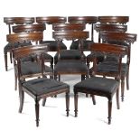 A SET OF TWELVE MAHOGANY DINING CHAIRS IN WILLIAM IV STYLE 20TH CENTURY each with a curved tablet