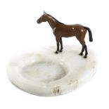 AN AUSTRIAN COLD PAINTED BRONZE MODEL OF A HORSE FIRST HALF 20TH CENTURY mounted on an onyx vide