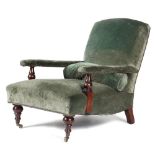 AN EASY ARMCHAIR IN HOWARD STYLE BY GEORGE SMITH, LATE 20TH CENTURY with a padded back, seat and