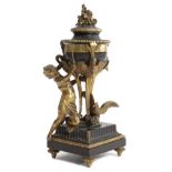 A FRENCH GILT AND PATINATED BRONZE URN CLOCK IN LOUIS XVI STYLE LATE 19TH CENTURY the brass movement