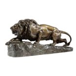 AN ANIMALIER BRONZE MODEL OF A STALKING LION 'LION A L'AFFUT' BY ISIDOR-JULES BONHEUR (FRENCH 1827-