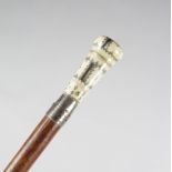 λ A WILLIAM AND MARY IVORY AND PIQUE WORK POMANDER WALKING CANE C.1700 with a screw-off pierced