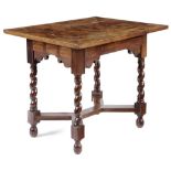 A KINGWOOD OYSTER VENEERED CENTRE TABLE LATE 17TH CENTURY AND LATER the rectangular detachable top