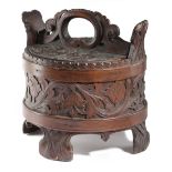 A NORWEGIAN FOLK ART CARVED AND STAINED PINE BOX MOLDE, LATE 19TH CENTURY of staved construction and