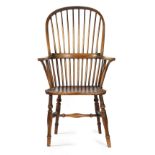 A LATE GEORGE III ASH AND ELM WINDSOR ARMCHAIR THAMES VALLEY, EARLY 19TH CENTURY the hoop stick back