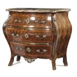 A SWEDISH KINGWOOD BOMBE COMMODE 18TH CENTURY with bronze mounts and decorated with parquetry