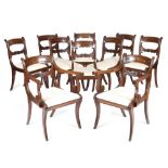 A SET OF TEN REGENCY MAHOGANY 'GRECIAN STYLE' DINING CHAIRS IN THE MANNER OF GEORGE SMITH, C.1815-20