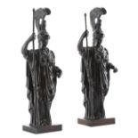 A PAIR OF BRONZE GRAND TOUR FIGURES OF ATHENA ITALIAN OR FRENCH, EARLY 19TH CENTURY the female
