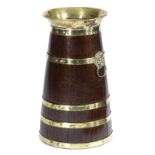 A COOPERED STICKSTAND LATE 19TH / EARLY 20TH CENTURY of staved construction and with brass mounts,