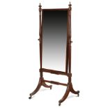 A GEORGE IV MAHOGANY CHEVAL MIRROR ATTRIBUTED TO GILLOWS, C.1825 the rectangular plate in a frame