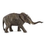 AN AUSTRIAN COLD PAINTED BRONZE MODEL OF AN ELEPHANT IN THE MANNER OF BERGMAN, LATE 19TH / EARLY