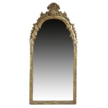 A GILTWOOD AND GESSO WALL MIRROR IN QUEEN ANNE STYLE EARLY 18TH CENTURY AND LATER the two arched