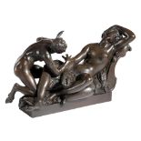 A BRONZE GRAND TOUR GROUP OF A SLEEPING NYMPH AND SATYR AFTER GIAMBOLOGNA (FLEMISH 1529-1608),