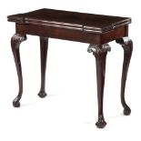 A GEORGE II MAHOGANY CARD TABLE C.1740-50 the breakfront hinged and fold-over top supported on a