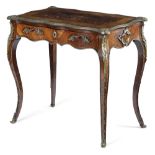 λ A FRENCH ROSEWOOD AND KINGWOOD TABLE A ECRIRE IN LOUIS XV STYLE MID-19TH CENTURY with bronze