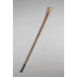 λ AN IVORY AND PIQUE WORK HANDLED WALKING CANE; LATE 17TH / EARLY 18TH CENTURY pierced for tassel,