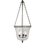 A GLASS HALL LANTERN BY VAUGHAN LATE 20TH CENTURY the bell shape shade with bronze metal mounts,