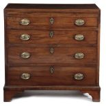 AN EARLY GEORGE III MAHOGANY CHEST C.1760 the caddy moulded crossbanded top inlaid with stringing