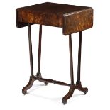 A GEORGE IV BURR YEW LAMP TABLE BY ROBERT JAMES OF BRISTOL, C.1825 the drop-leaf top above a cedar