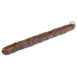 A VICTORIAN TREEN FOLK ART SMALL STAFF 'HUNT TALLY' C.1871 carved with a hunt scene, with horses and
