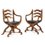 A PAIR OF EARLY VICTORIAN OAK GOTHIC REVIVAL OPEN ARMCHAIRS AFTER A DESIGN BY WILLIAM SMEE, C.1850