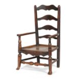 A LANCASHIRE ASH LADDERBACK CHILD'S ARMCHAIR LATE 18TH / EARLY 19TH CENTURY Provenance The Estate of
