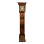 A MARQUETRY LONGCASE CLOCK; SIGNED AMBROSE HAWKINS OF WELLS, LATE 17TH CENTURY AND LATER the brass