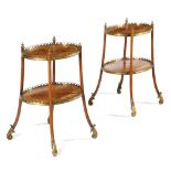 A PAIR OF KINGWOOD AND MARQUETRY ETAGERES IN LOUIS XVI STYLE C.1880 with gilt brass mounts and