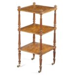 A GEORGE IV SATINWOOD WHATNOT ATTRIBUTED TO GILLOWS, C.1820 with three tiers, with lobed mushroom