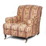 AN EASY ARMCHAIR IN HOWARD STYLE BY GEORGE SMITH, LATE 20TH CENTURY on turned beech front legs