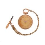 An 18ct gold fob watch by Wirgman, the inside case signed Wirgman, St James's Street London