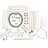 A quantity of jewellery and costume jewellery, including various pairs of earrings, rings, necklaces