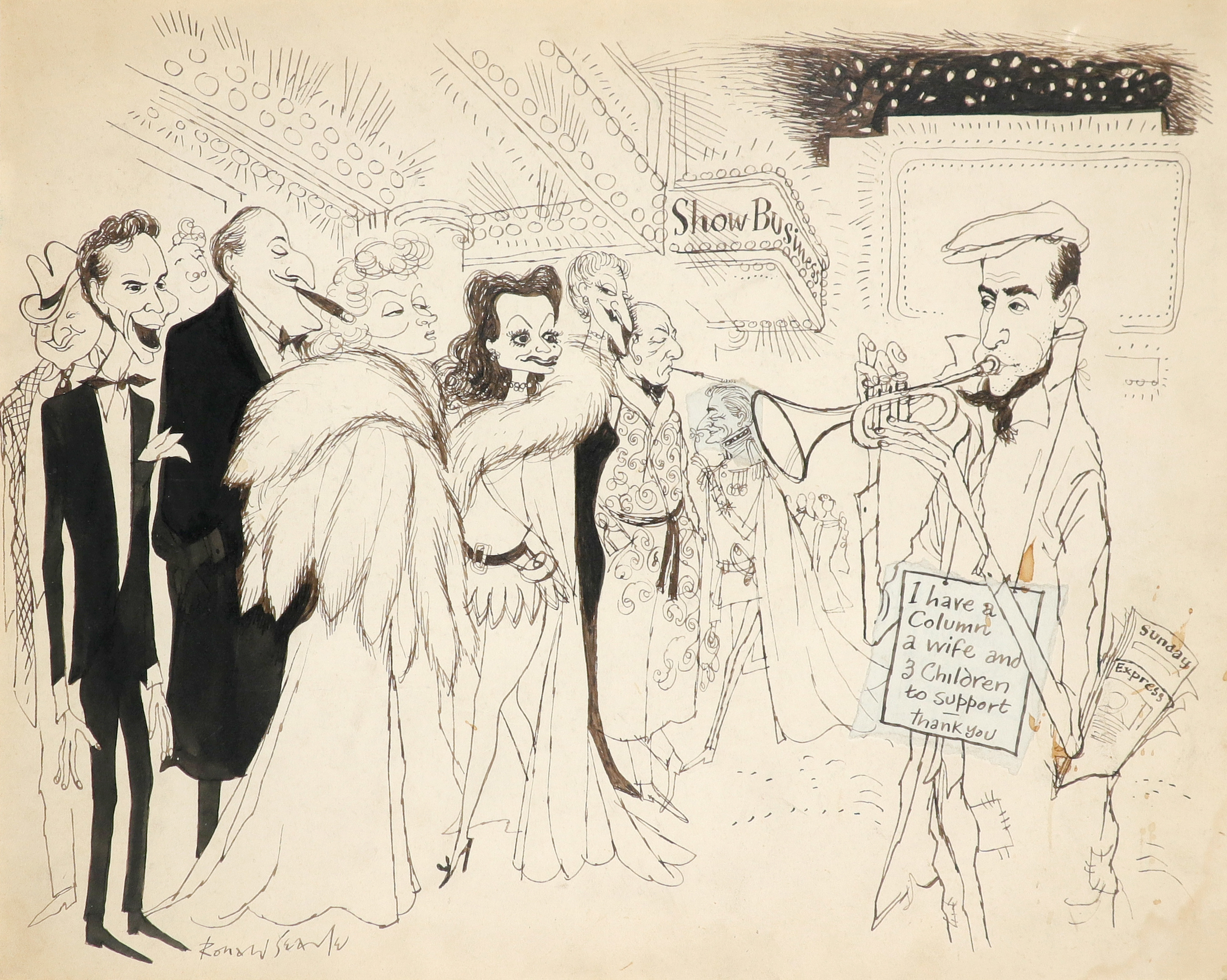 ‡Sir Ronald Searle CBE, RDI (1920-2011) The columnist with stars of stage and screen Signed Ronald