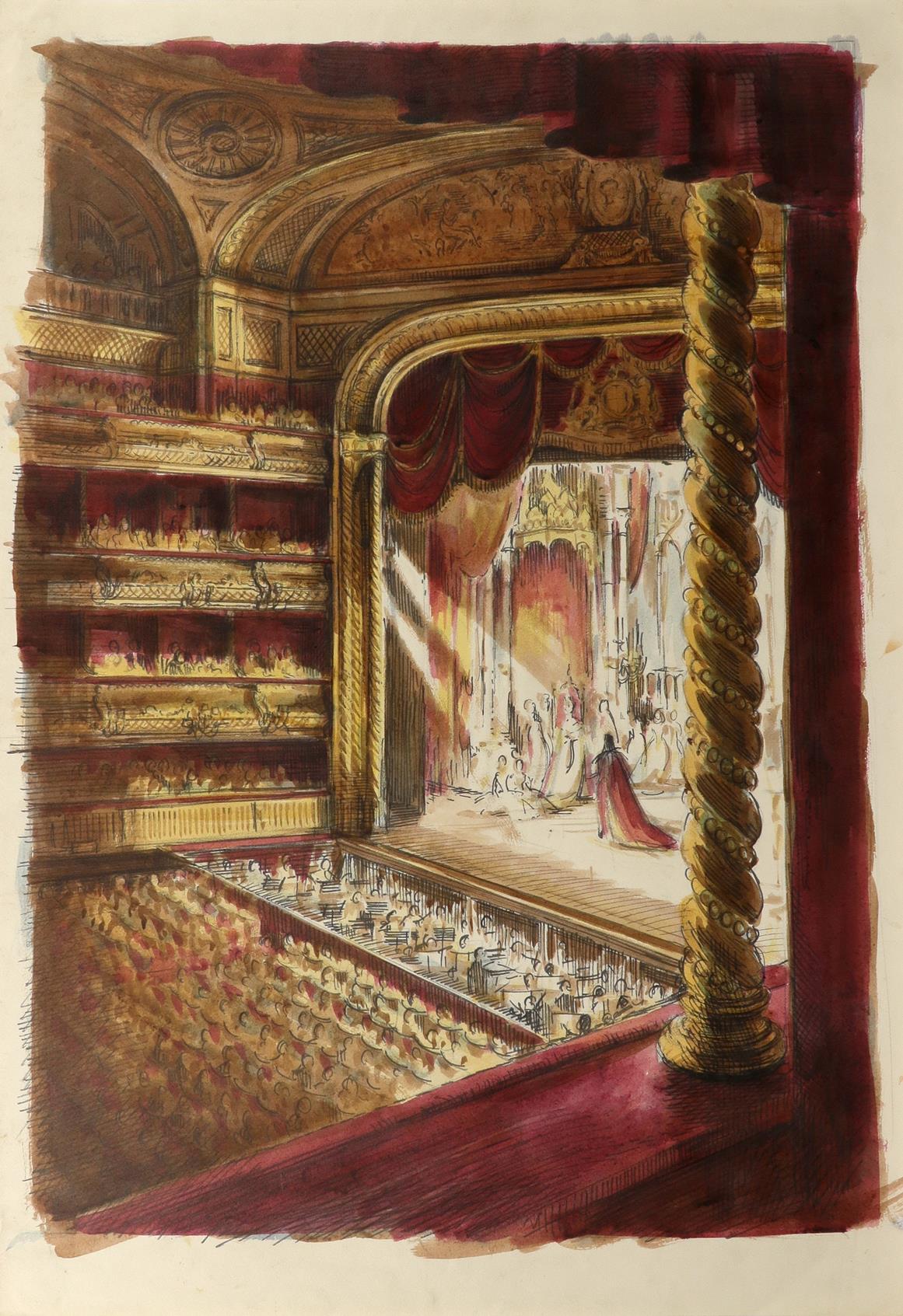 ‡Carl Toms OBE (1927-1999) The Royal Opera House, Covent Garden Watercolour heightened with gum - Image 2 of 3