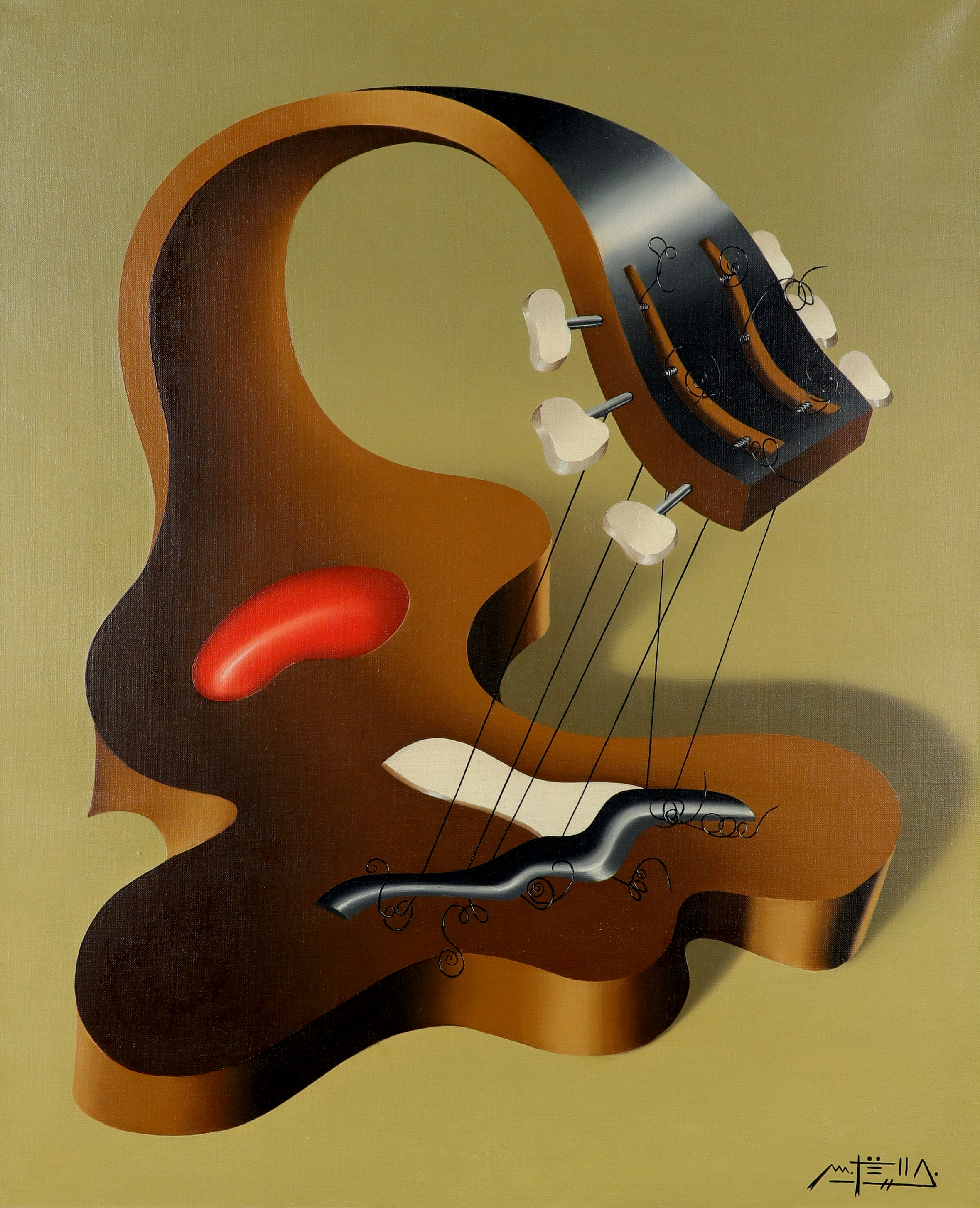 ‡Manuel Trinidad (Spanish b.1936) Guitarra Signed with monogram (lower right), and signed and