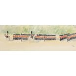 ‡Paul Maze (French 1887-1979) Guards on parade Signed with initials P.M. (lower right) and