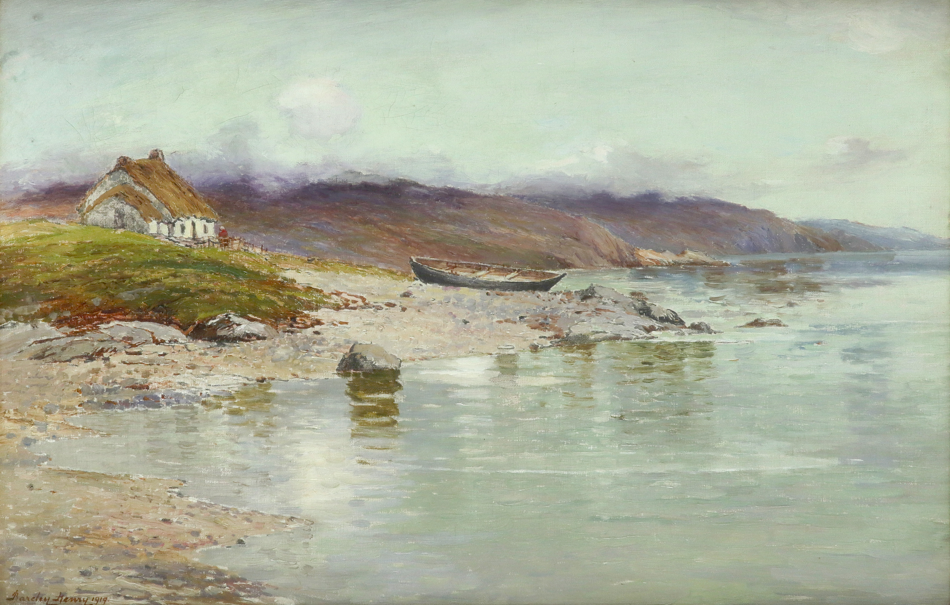 Barclay Henry (Scottish act. 1891-1946) Cottage at the edge of a Loch Signed and dated Barclay Henry