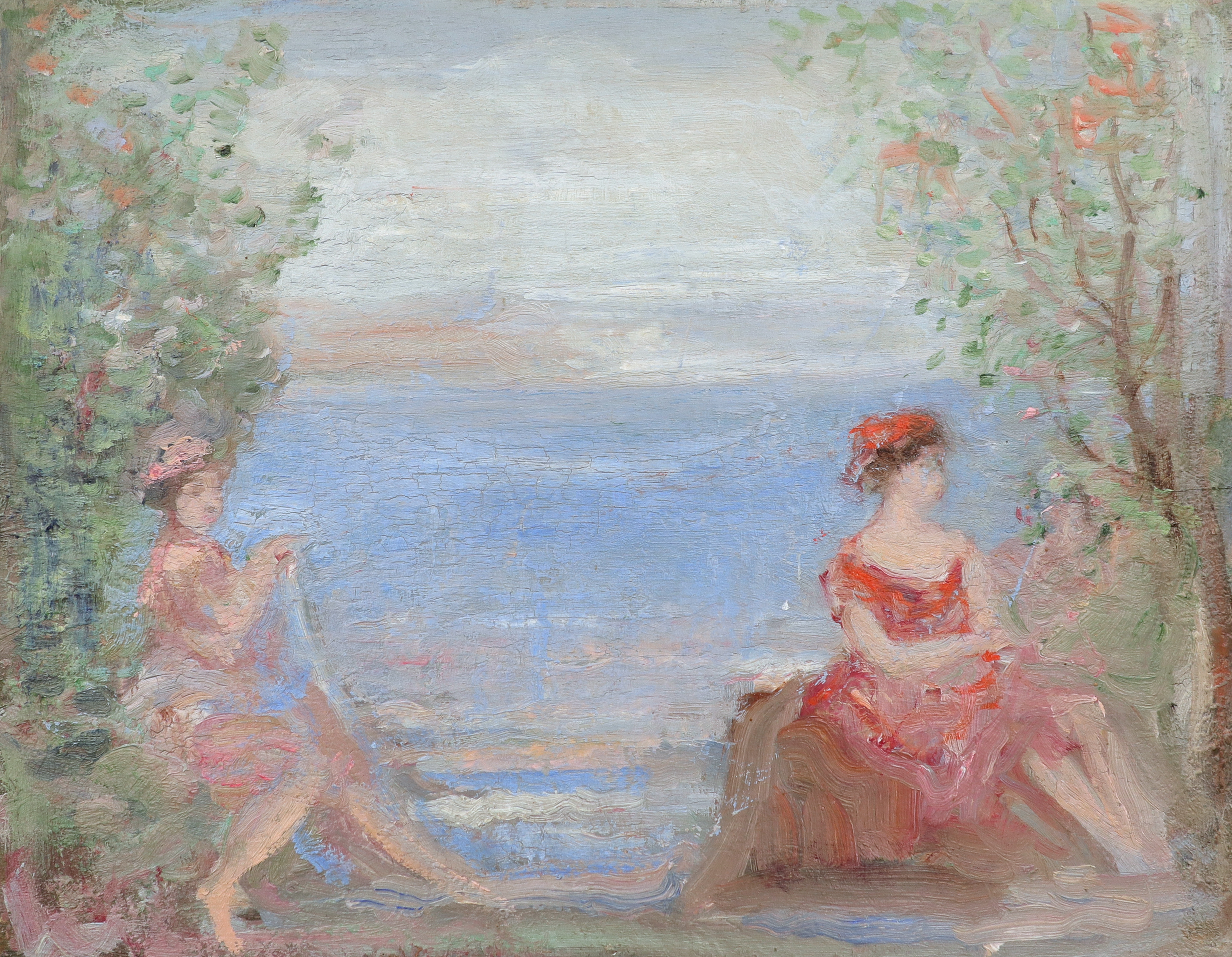 Charles Conder NEAC (1868-1909) Capriccio: Spring and Sea Oil on panel, c.190532.4 x 40.6cm